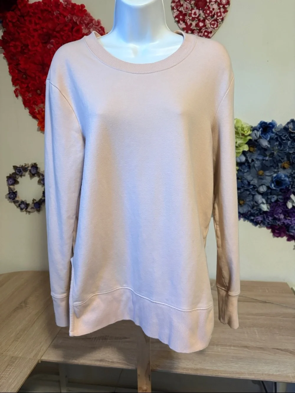Anthropologie Daily Ritual Terry Cotton Modal Long Sleeve Crew Neck V Sweatshirt - Picture 4 of 12